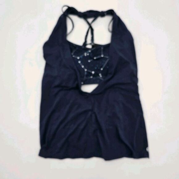 Popflex Tank Top Womens Small Blue Built In Shelf Bra Strappy Constellation - Picture 1 of 11